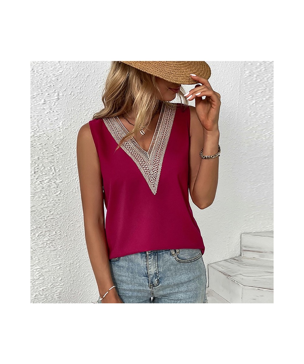 2023 Summer Contrast Stitching Women Tank Tops O Neck Sleeveless Shirt Women's Top Elegant Clothes Summer Loose Women's Vest ...