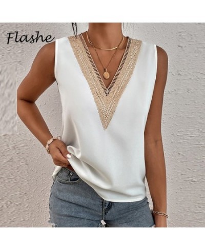 2023 Summer Contrast Stitching Women Tank Tops O Neck Sleeveless Shirt Women's Top Elegant Clothes Summer Loose Women's Vest ...