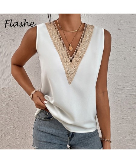 2023 Summer Contrast Stitching Women Tank Tops O Neck Sleeveless Shirt Women's Top Elegant Clothes Summer Loose Women's Vest ...