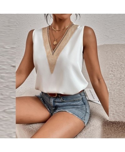 2023 Summer Contrast Stitching Women Tank Tops O Neck Sleeveless Shirt Women's Top Elegant Clothes Summer Loose Women's Vest ...