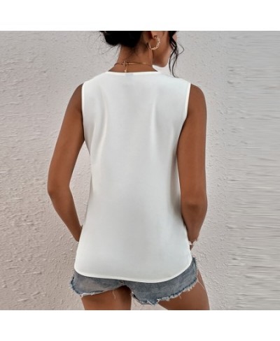 2023 Summer Contrast Stitching Women Tank Tops O Neck Sleeveless Shirt Women's Top Elegant Clothes Summer Loose Women's Vest ...