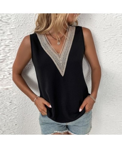 2023 Summer Contrast Stitching Women Tank Tops O Neck Sleeveless Shirt Women's Top Elegant Clothes Summer Loose Women's Vest ...