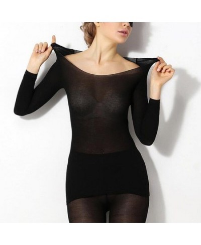 Women Seamless Elastic Thermal Inner Wear Set Winter Thermal Underwear Ultra-thin Autumn Winter Tops+pants 2pcs Suit $22.49 -...