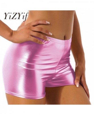 Women Black Metallic Shorts Mid Waisted Pole Dancing Shorts For Adults Spandex Royal Blue Team Underpants Rave Party Booty $2...