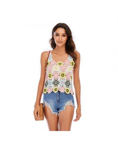 2022 Summer Women's Knitting Halter Off-Shoulder Tank Crop Tops Female Camisole Sleeveless Short Blouse $21.29 - Tops & Tees