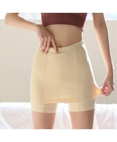 Summer Ice Silk High Waist Shorts Women'S Push Up Safety Pants Double Layer Seamless Skirt Shorts Underwear Boxer Underpants ...