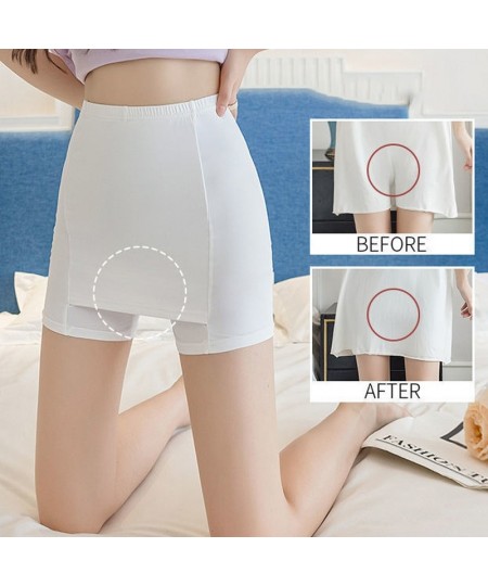 Summer Ice Silk High Waist Shorts Women'S Push Up Safety Pants Double Layer Seamless Skirt Shorts Underwear Boxer Underpants ...