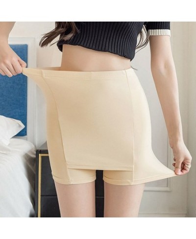 Summer Ice Silk High Waist Shorts Women'S Push Up Safety Pants Double Layer Seamless Skirt Shorts Underwear Boxer Underpants ...