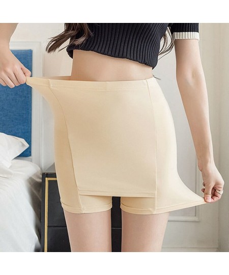 Summer Ice Silk High Waist Shorts Women'S Push Up Safety Pants Double Layer Seamless Skirt Shorts Underwear Boxer Underpants ...