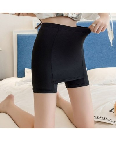 Summer Ice Silk High Waist Shorts Women'S Push Up Safety Pants Double Layer Seamless Skirt Shorts Underwear Boxer Underpants ...