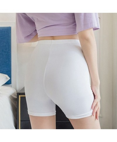 Summer Ice Silk High Waist Shorts Women'S Push Up Safety Pants Double Layer Seamless Skirt Shorts Underwear Boxer Underpants ...