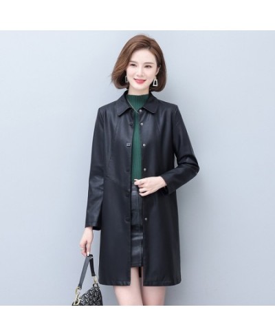 Autumn Leather Clothing Women Long Leather Trench S-5XL Single Breasted Coats Female High Street Jackets YTNMYOP $106.73 - Ja...