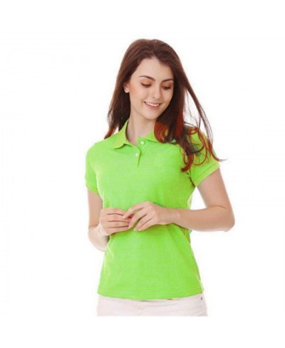 High Quality Summer Women's Slim Fit POLO Shirt 100% Cotton Lapel Short Sleeve Solid Color T-Shirt Casual Polo jersey shirt 8...