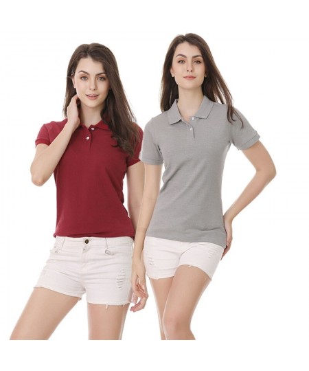 High Quality Summer Women's Slim Fit POLO Shirt 100% Cotton Lapel Short Sleeve Solid Color T-Shirt Casual Polo jersey shirt 8...