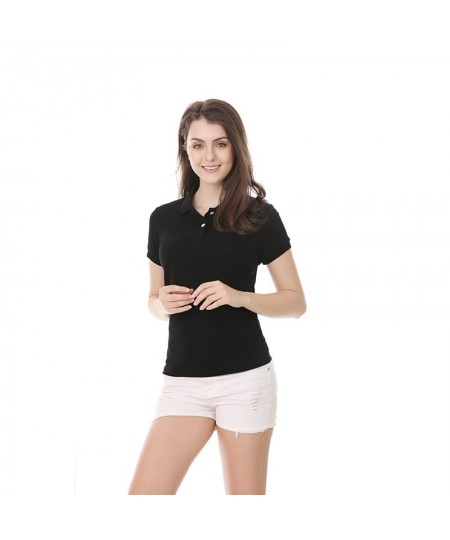 High Quality Summer Women's Slim Fit POLO Shirt 100% Cotton Lapel Short Sleeve Solid Color T-Shirt Casual Polo jersey shirt 8...