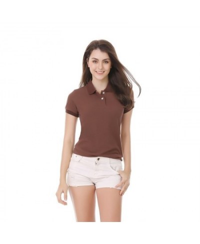 High Quality Summer Women's Slim Fit POLO Shirt 100% Cotton Lapel Short Sleeve Solid Color T-Shirt Casual Polo jersey shirt 8...