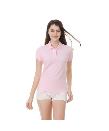 High Quality Summer Women's Slim Fit POLO Shirt 100% Cotton Lapel Short Sleeve Solid Color T-Shirt Casual Polo jersey shirt 8...