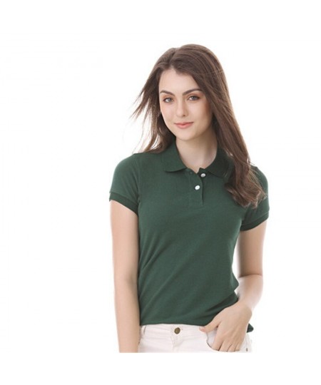 High Quality Summer Women's Slim Fit POLO Shirt 100% Cotton Lapel Short Sleeve Solid Color T-Shirt Casual Polo jersey shirt 8...