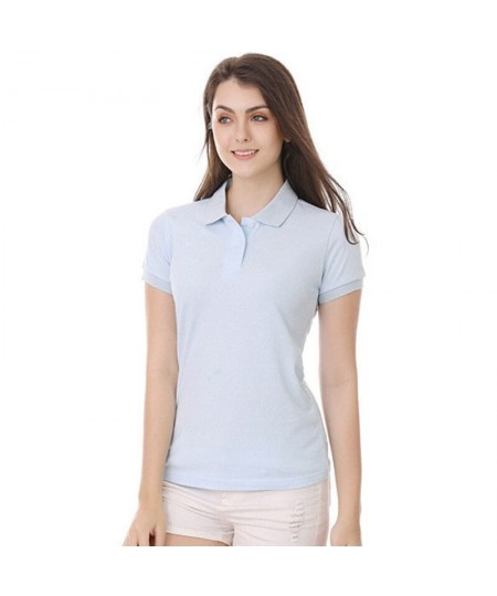 High Quality Summer Women's Slim Fit POLO Shirt 100% Cotton Lapel Short Sleeve Solid Color T-Shirt Casual Polo jersey shirt 8...