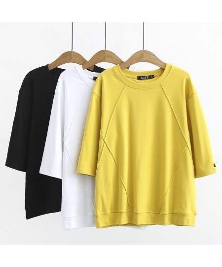 4XL Plus Size Basic T-Shirt Women 2023 Spring Patchwork O-Neck Tees Half Sleeve Bottoming Tops Oversized Curve Clothes $44.33...