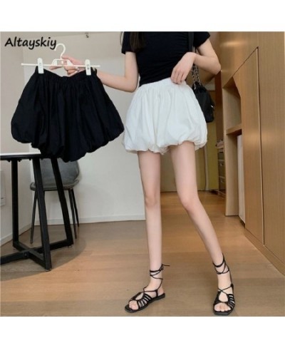 Women Shorts Bloomers Solid Black White Loose Wide Leg High Waist Female Elegant Fashion Simple Casual Short Pants Summer $25...