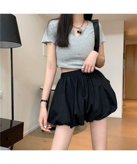 Women Shorts Bloomers Solid Black White Loose Wide Leg High Waist Female Elegant Fashion Simple Casual Short Pants Summer $25...