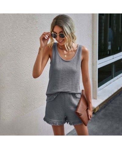 2023 Summer Pajama Set Women Loungewear Knitted Lounge Wear Set Ladies Sleepwear Homewear Pjs Women Sleep Wear $38.13 - Sleep...