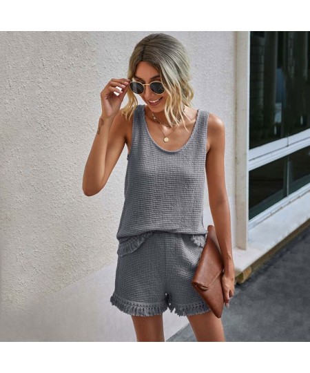 2023 Summer Pajama Set Women Loungewear Knitted Lounge Wear Set Ladies Sleepwear Homewear Pjs Women Sleep Wear $38.13 - Sleep...