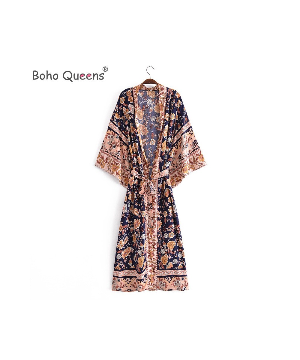 Boho Queens Multi Florals Print Bat Sleeve Beach Bohemian Dresses Kimono Robe Ladies V Neck Summer Bikini Cover-ups $38.55 - ...