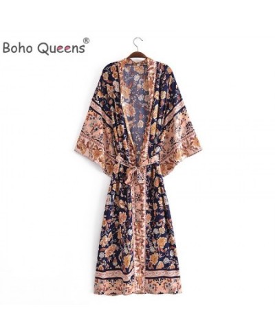 Boho Queens Multi Florals Print Bat Sleeve Beach Bohemian Dresses Kimono Robe Ladies V Neck Summer Bikini Cover-ups $38.55 - ...