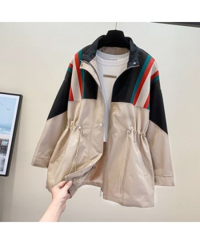 Mid-length Coat Women's 2022 Spring and Autumn New Korean Version Loose Waist Thin Stitching Design Sense Windbreaker Ins Tid...