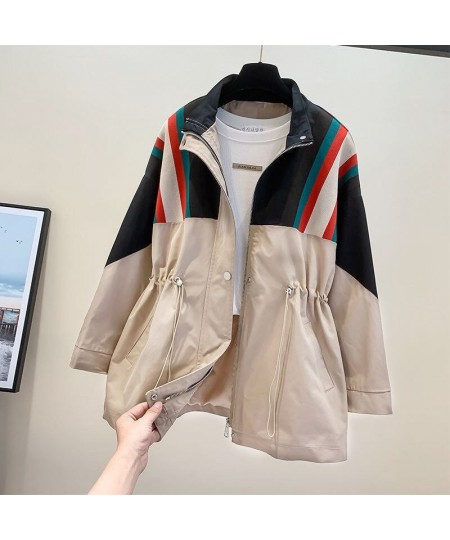 Mid-length Coat Women's 2022 Spring and Autumn New Korean Version Loose Waist Thin Stitching Design Sense Windbreaker Ins Tid...