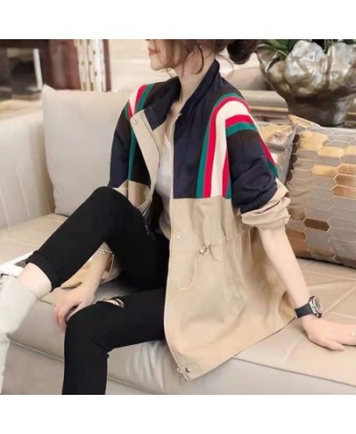 Mid-length Coat Women's 2022 Spring and Autumn New Korean Version Loose Waist Thin Stitching Design Sense Windbreaker Ins Tid...