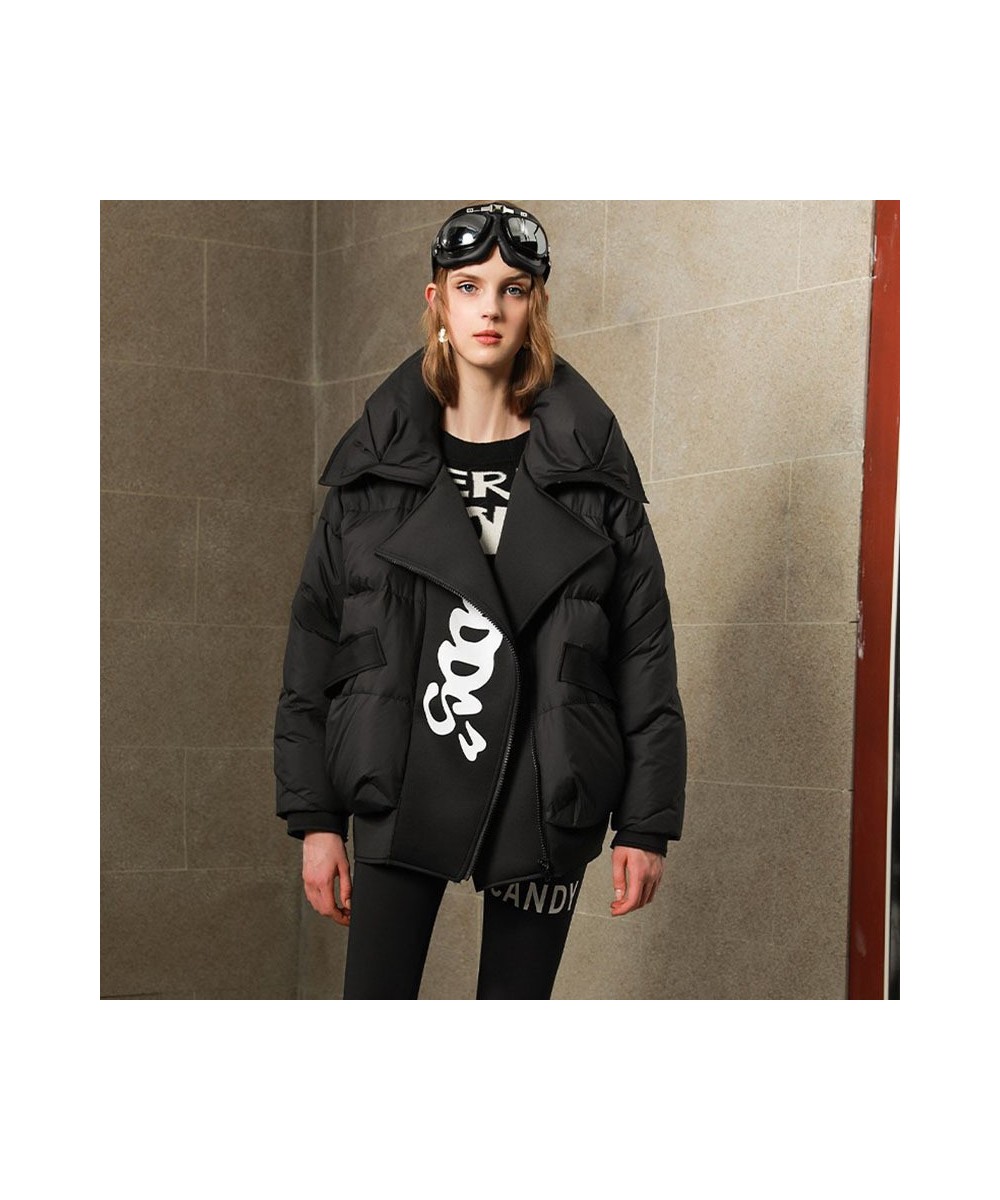 Winter Jacket Women Parkas European Streetwear Lapel Loose White Duck Down Coat Female Fashion Stitching Warm Overcoat 2022 $...