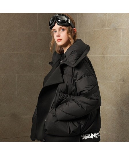 Winter Jacket Women Parkas European Streetwear Lapel Loose White Duck Down Coat Female Fashion Stitching Warm Overcoat 2022 $...