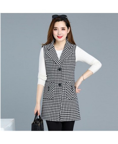 Sleeveless Women Jacket Single-Breasted Spring Autumn Vest Coat Fashion Plaid Casual Female 5XL Loose Size Waistcoat 1253 $47...