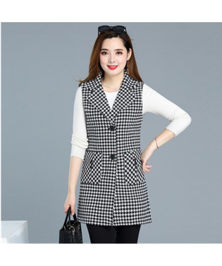 Sleeveless Women Jacket Single-Breasted Spring Autumn Vest Coat Fashion Plaid Casual Female 5XL Loose Size Waistcoat 1253 $47...