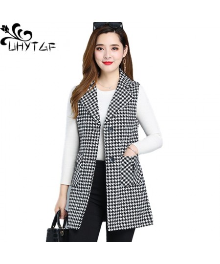 Sleeveless Women Jacket Single-Breasted Spring Autumn Vest Coat Fashion Plaid Casual Female 5XL Loose Size Waistcoat 1253 $47...