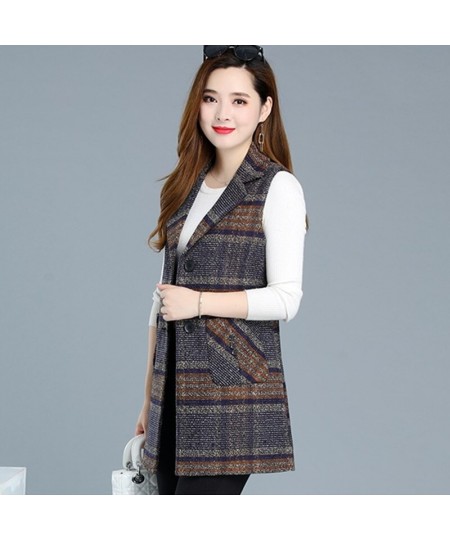 Sleeveless Women Jacket Single-Breasted Spring Autumn Vest Coat Fashion Plaid Casual Female 5XL Loose Size Waistcoat 1253 $47...