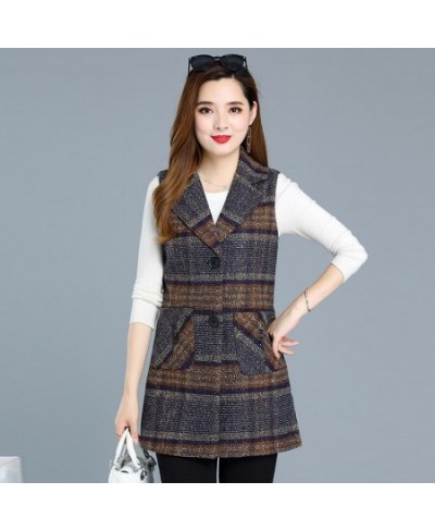 Sleeveless Women Jacket Single-Breasted Spring Autumn Vest Coat Fashion Plaid Casual Female 5XL Loose Size Waistcoat 1253 $47...