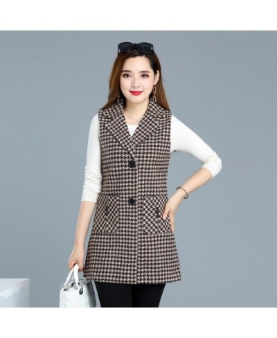 Sleeveless Women Jacket Single-Breasted Spring Autumn Vest Coat Fashion Plaid Casual Female 5XL Loose Size Waistcoat 1253 $47...