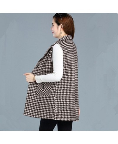 Sleeveless Women Jacket Single-Breasted Spring Autumn Vest Coat Fashion Plaid Casual Female 5XL Loose Size Waistcoat 1253 $47...