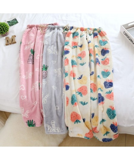 Winter Women's Flannel Pajama Pants Home Pants Thickened Large Size Loose Pockets Cartoon Cute $38.19 - Sleepwears