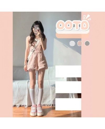 Sweet Pink Denim Suspenders Women Female Summer Fashion Clothes Students Cute High-Waist Versatile Casual Shorts Jeans $81.46...