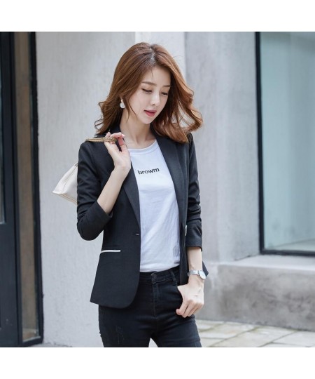 Women's Formal Blazers Suit Jacket Female 2023 Spring Autumn New Korean Temperament Long Sleeve Coat Top OL Ladies Short Blaz...