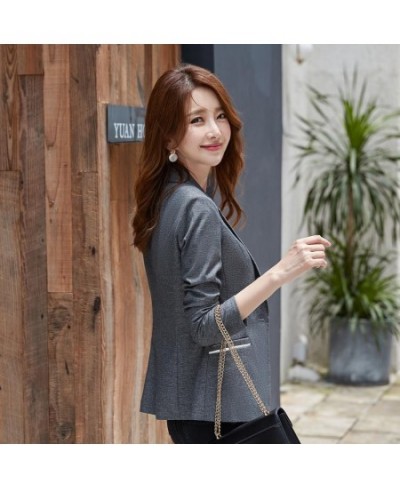 Women's Formal Blazers Suit Jacket Female 2023 Spring Autumn New Korean Temperament Long Sleeve Coat Top OL Ladies Short Blaz...