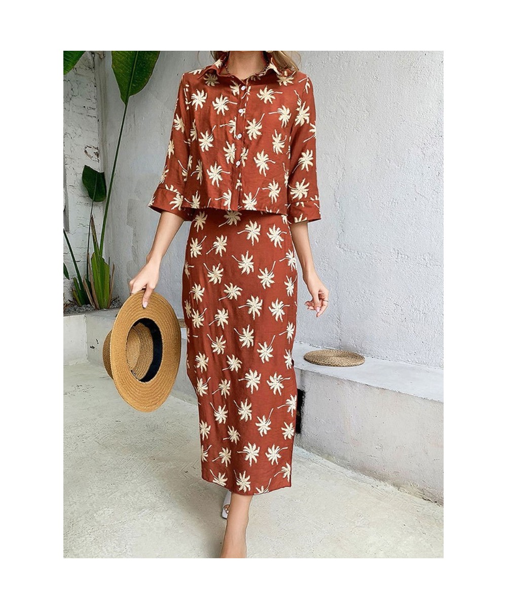 Two Piece Set for Women 2023 Spring Summer New Women's Floral Skirt Suit Shirt Temperament Elegant Print Split Skirt Dresses ...