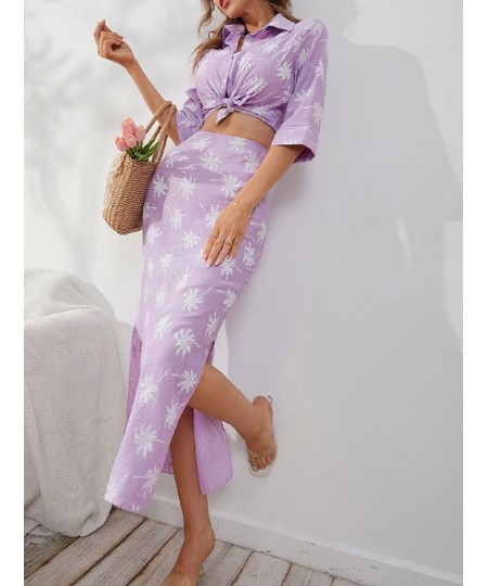 Two Piece Set for Women 2023 Spring Summer New Women's Floral Skirt Suit Shirt Temperament Elegant Print Split Skirt Dresses ...