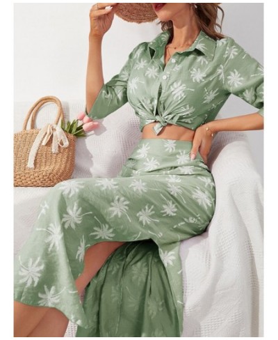 Two Piece Set for Women 2023 Spring Summer New Women's Floral Skirt Suit Shirt Temperament Elegant Print Split Skirt Dresses ...