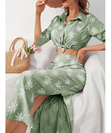 Two Piece Set for Women 2023 Spring Summer New Women's Floral Skirt Suit Shirt Temperament Elegant Print Split Skirt Dresses ...